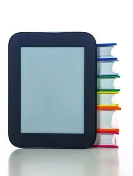 Electronic book reader with hard cover books Electronic book reader with a... Foto stock