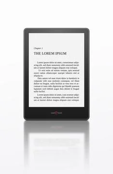 Electronic book with reflection isolated on white background. Stock Illustration