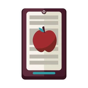 Electronic book in tablet with apple Illustrazione stock