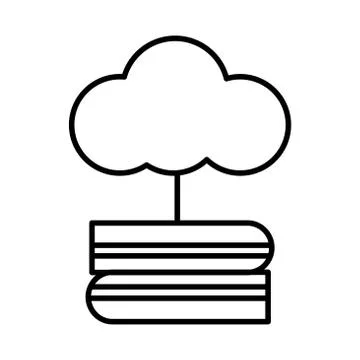 Electronic books with cloud computing education online line style Stock Illustration