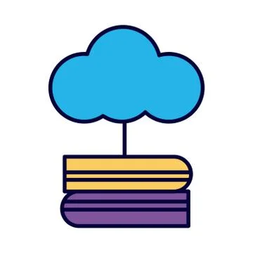 Electronic books with cloud computing education online line style Stock Illustration