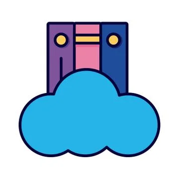 Electronic books with cloud computing education online line style Stock Illustration