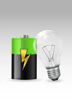 Electronic bulb with battery Stock Illustration