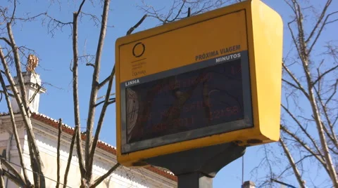 Electronic bus stop sign Stock Footage 1049970