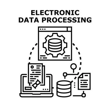 Electronic business data processing and digital management concept Stock Illustration