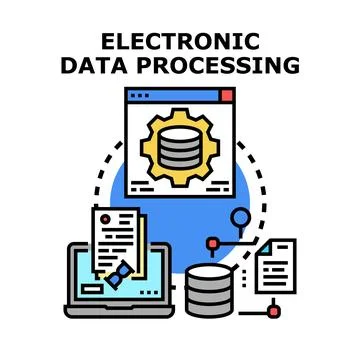 Electronic business data processing and digital management concept Illustrazione stock