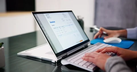 Electronic Business Invoice Check Using Software Stock Footage 224958206