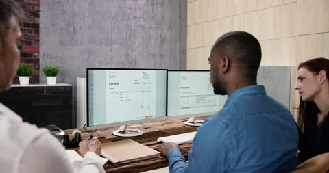 Electronic Business Invoice Check Using Software Stock Footage 230989179