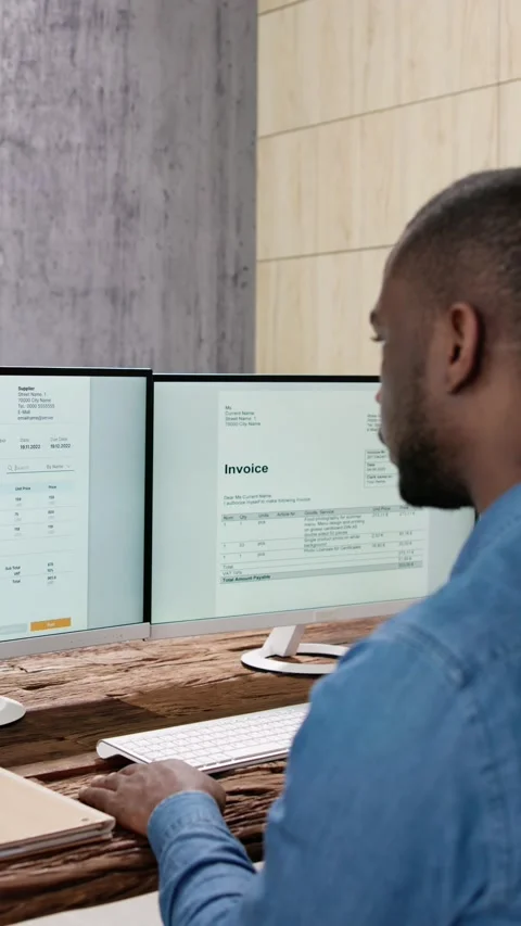 Electronic Business Invoice Check Using Software Stock Footage 230997653