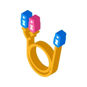 Electronic cable for camera isometric icon vector illustration Stock Illustration