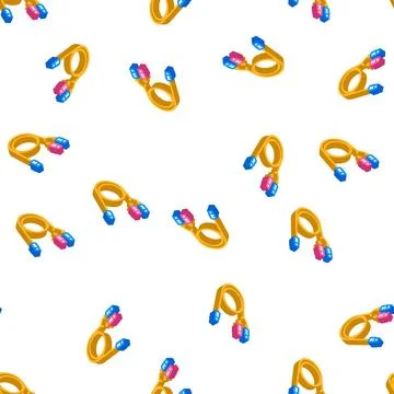 Electronic cable for camera isometric icon seamless pattern Stock Illustration