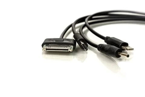 Electronic cable for connecting various devices and equipment close-up on a.. Stock Photos