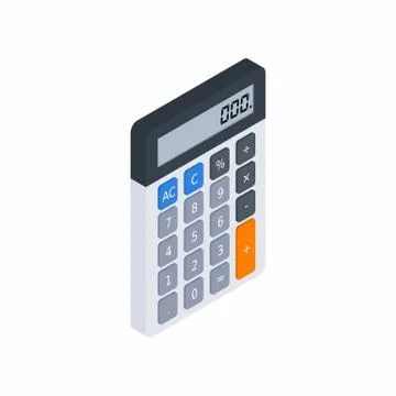 Electronic calculator, Isometric, Flat icon Stock Illustration