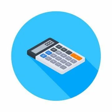 Electronic calculator, Isometric, Flat icon Stock Illustration