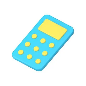 Electronic calculator math counting blue device with button display 3d icon.. Stock Illustration