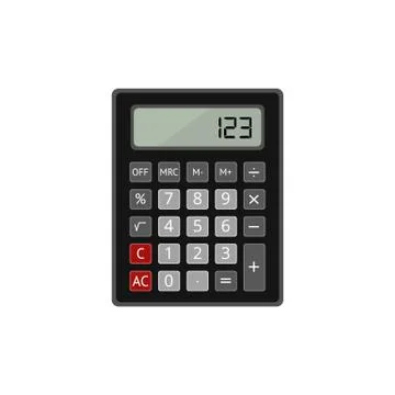Electronic calculator or adding gadget flat vector illustration isolated. Illustrazione stock