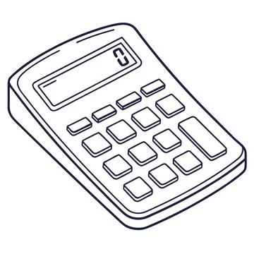 Electronic Calculator Outline Vector Icon Stock Illustration
