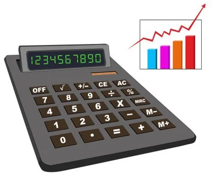 Electronic calulator with large display and graphic chart イラスト素材