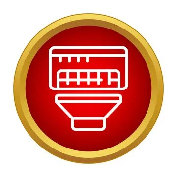 Electronic camera flash icon providing illumination in red circle Stock Illustration