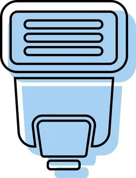 Electronic camera speedlight flash line art icon Stock Illustration