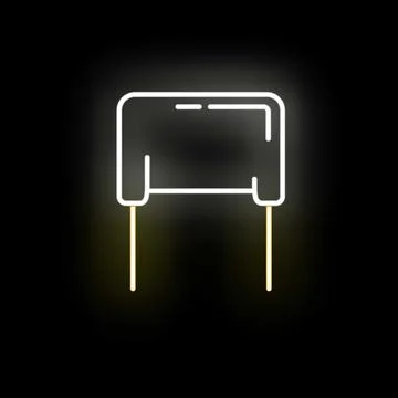 Electronic capacitor component glowing neon line art Illustrazione stock