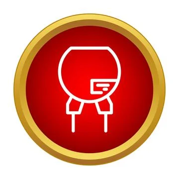Electronic capacitor component line icon in red circle Stockillustratie