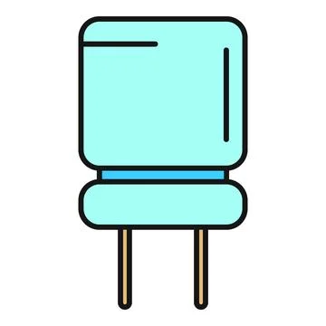 Electronic capacitor component storing electric charge for circuits Stock Illustration