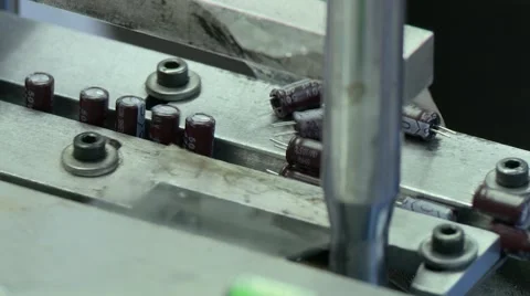 Electronic capasitors production Stockbeeldmateriaal 68500771