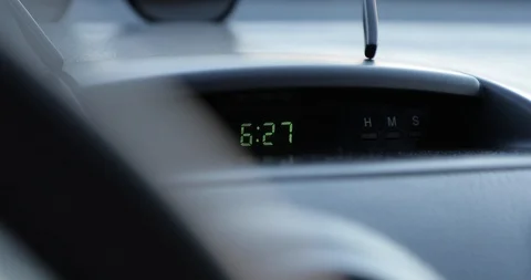Electronic car digital clock close-up Stock Footage 89045053