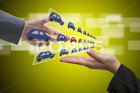 Electronic car showroom Stock Illustration