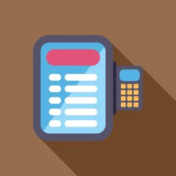 Electronic cash register processing payment with credit card on brown background 库存插图