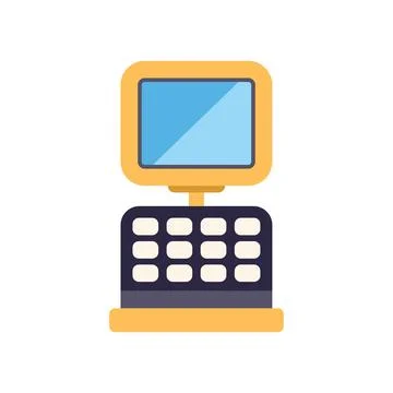 Electronic cash register showing empty screen standing on counter Stock Illustration