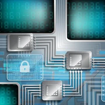 Electronic chip and lock Stock Illustration