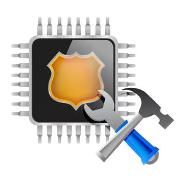 Electronic chip and tools illustration design over a white background 스톡 일러스트