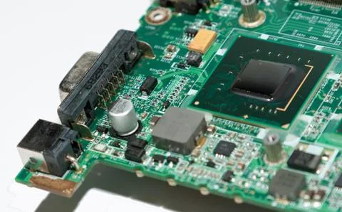 Electronic chip on circuit board Stock Photos
