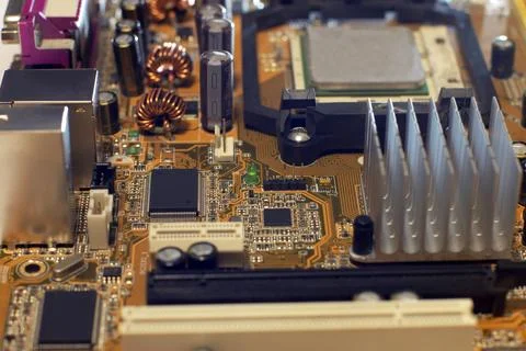 Electronic chip on circuit board Stock Photos