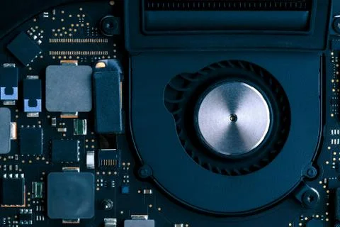 Electronic chip component on black PCB or printed circuit board Stock Photos