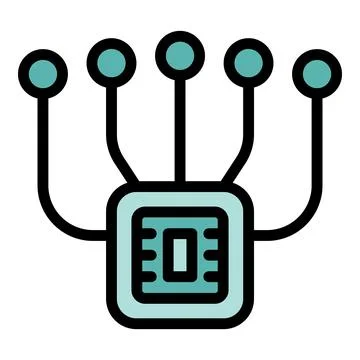 Electronic chip connecting multiple nodes of a network Stock Illustration