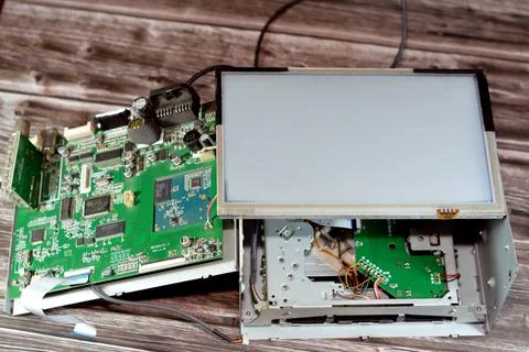 Electronic chip with the electrical circuits opened for maintenance concept Stock Photos