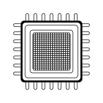 Electronic chip icon, flat design Stock Illustration