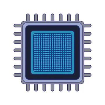 Electronic chip icon, flat design 스톡 일러스트