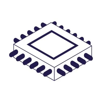 Electronic chip icon, flat design Stock Illustration