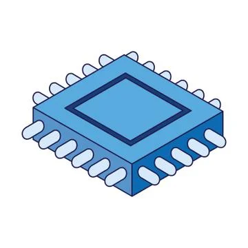 Electronic chip icon, flat design Stock Illustration