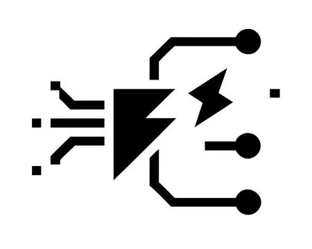 Electronic Chip with Lightning Bolt for High-Speed Technology Stock Illustration