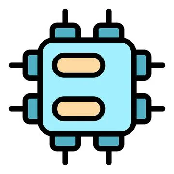 Electronic chip managing data flow, symbolizing technological advancement Stockillustratie