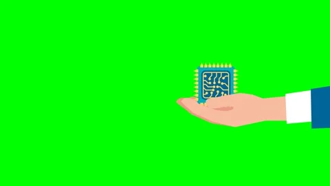 Electronic chip. Microchip. A businessman's hand with a microchip appears. Stock Footage 274385744