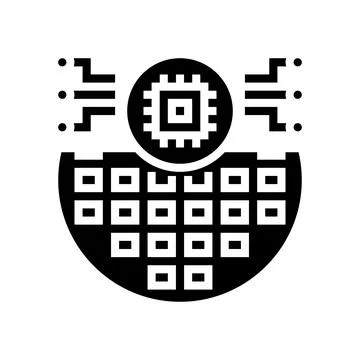 Electronic chip semiconductor manufacturing glyph icon vector illustration イラスト素材