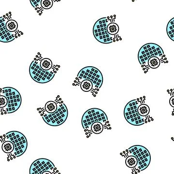 Electronic chip semiconductor manufacturing vector seamless pattern イラスト素材