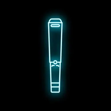 Electronic cigarette blue neon glowing icon Stock Illustration