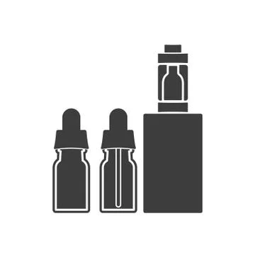 Electronic cigarette with bottles of liquid. 스톡 일러스트